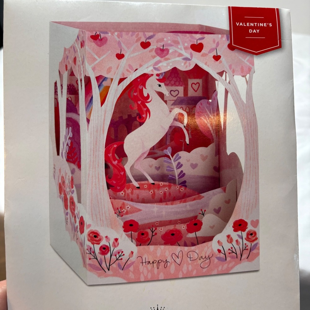 Hallmark Paper Wonder Unicorn Pop Up Valentines Day Card 3D Shadowbox VWF2975
